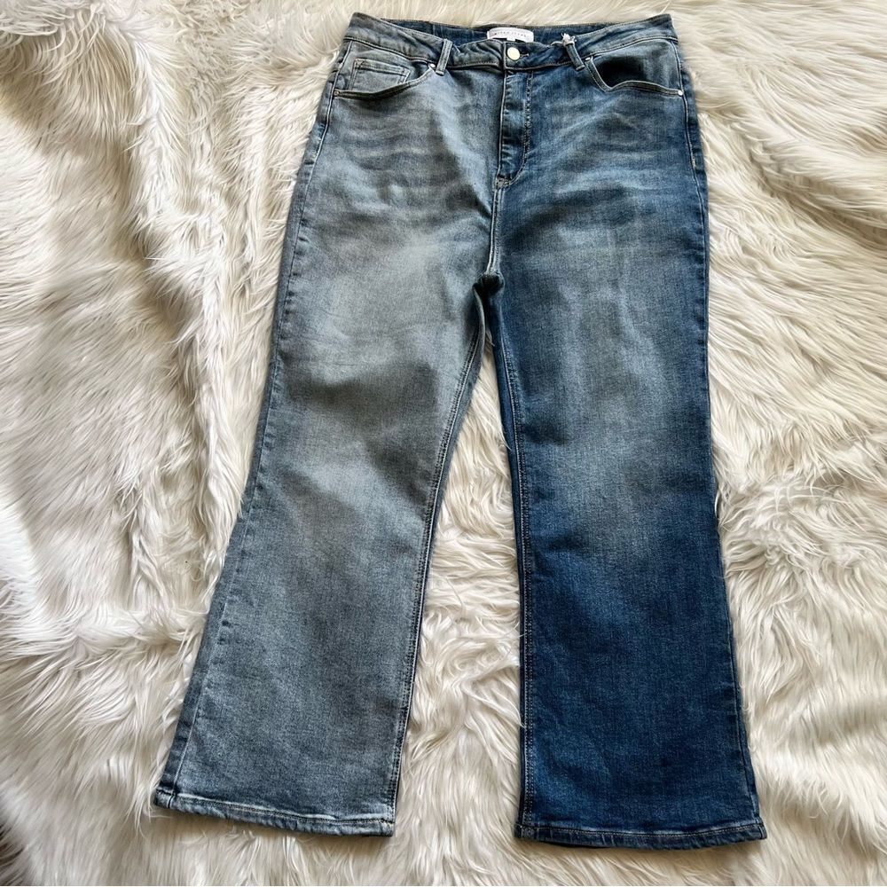 NWT Risen Jeans High Rise Straight Blue Combo Denim Size 2XL Crop